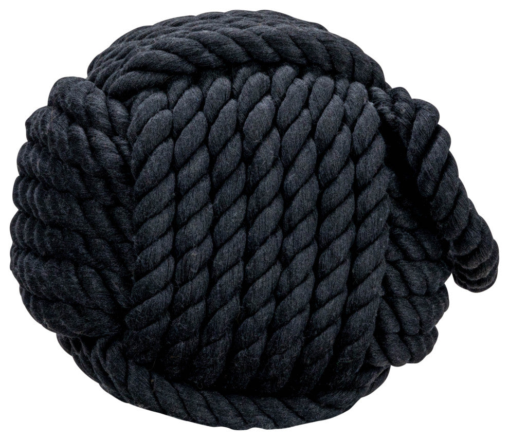 Nautical Rope Knot Decorative Cotton Door Stop, Grey, Black