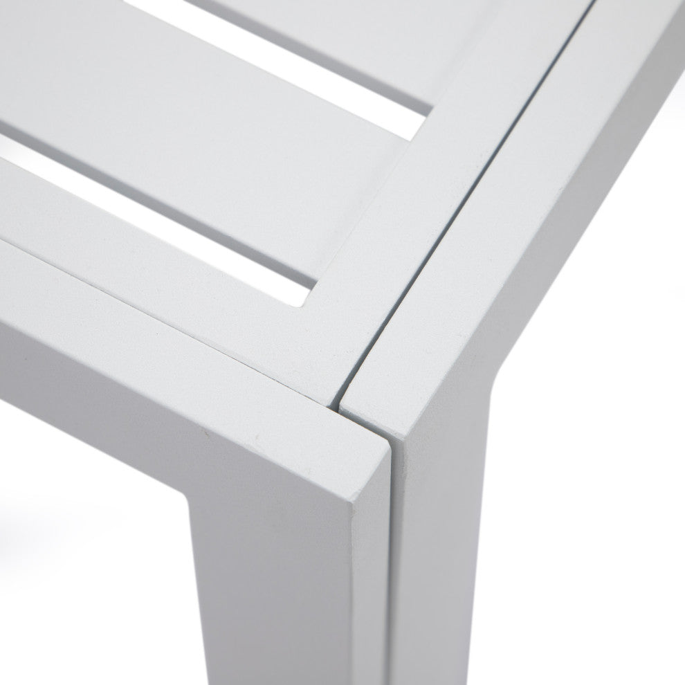LeisureMod Chelsea Aluminum Weather Resistant Patio Side Table, White