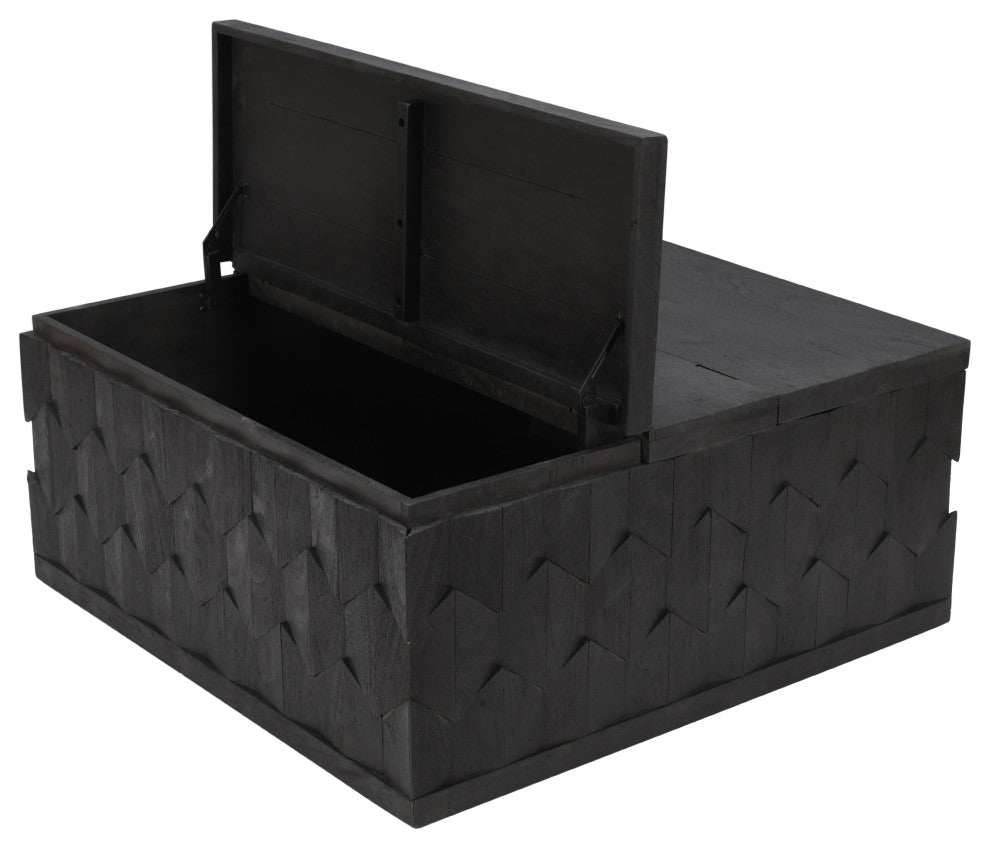 Onyx Storage Cocktail Table in Dark Gray on Mango Solid Wood