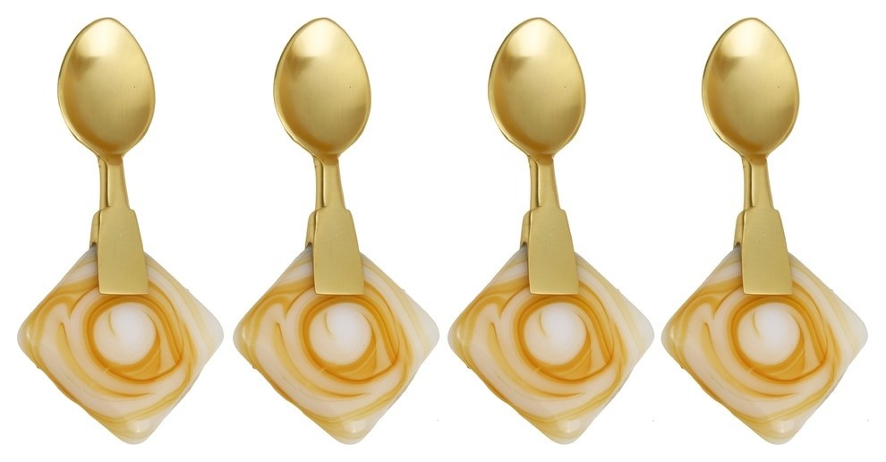 Classic Touch  Gold Stainless Steel Dessert Spoons With Stone Handle, Set of 4