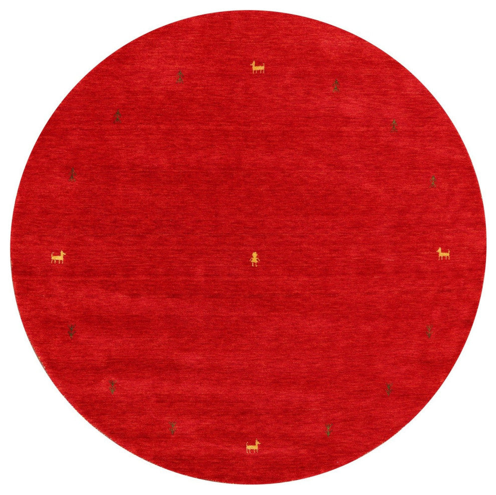 7' Round Hand Knotted Persian Gabbeh Wool Area Rug Q4313