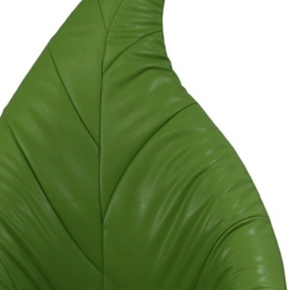 48" Green Faux Leather Leaf Back Swivel Armless Accent Chair