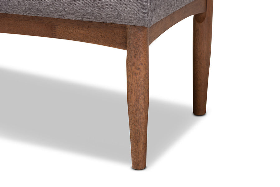 Arvid Mid-Century Modern Gray Fabric Upholstered Wood Dining Bench