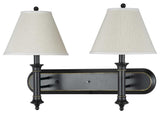 Hotel Wall Lamp with Rocker Switch, Dark Bronze Finish, Off White Shade