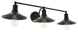 Black Finish 3-Light Wall Sconce