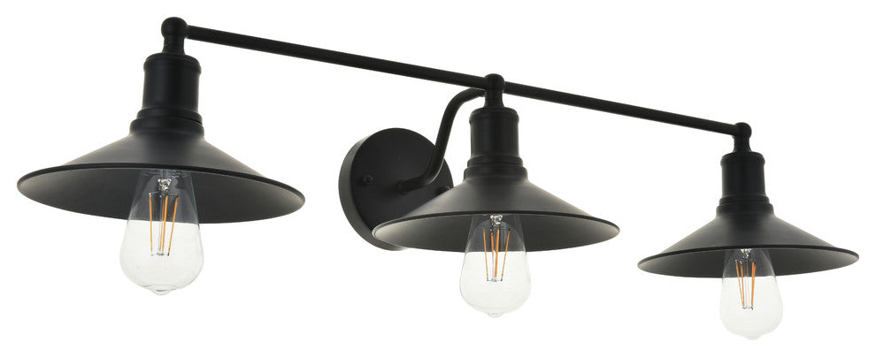 Black Finish 3-Light Wall Sconce
