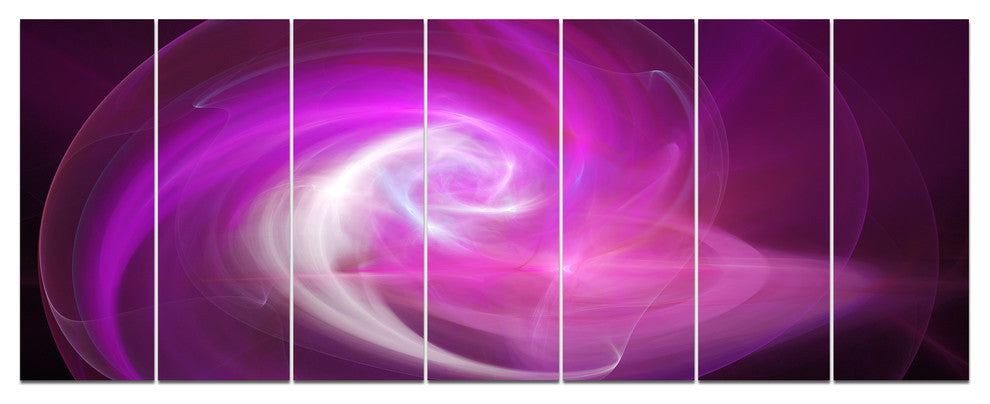 Pink Fractal Abstract Illustration, Abstract Canvas Wall Art, 83"x32", 7 Panels