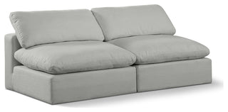 Comfy Upholstered Modular Sofa, Grey, 2-Piece: 2 Armless Chair, Linen Textured Fabric