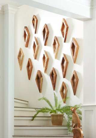 Diamond Chamcha Wood Mirror, Large, Natural