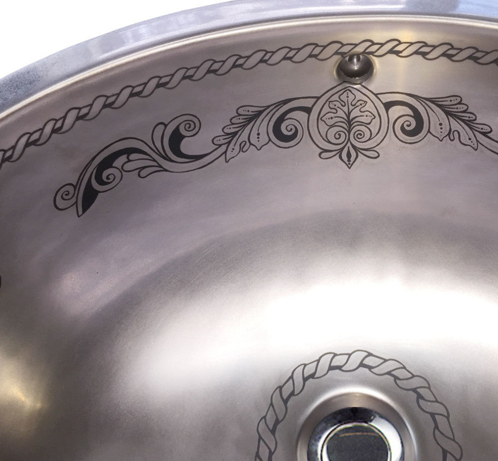 Hand Painted Sink "Platinum Legacy " Small Monaco Undermount Sink