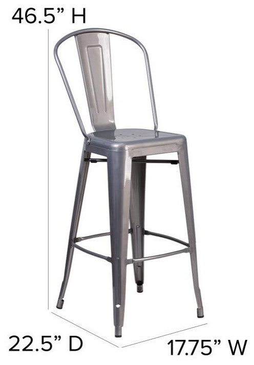 30'' High Indoor Clear Coated Counter Stool, Clear Coated/Teak