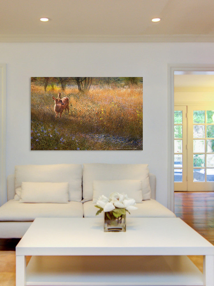"Flowered Meadow Fawn" Print on Canvas by Chris Vest