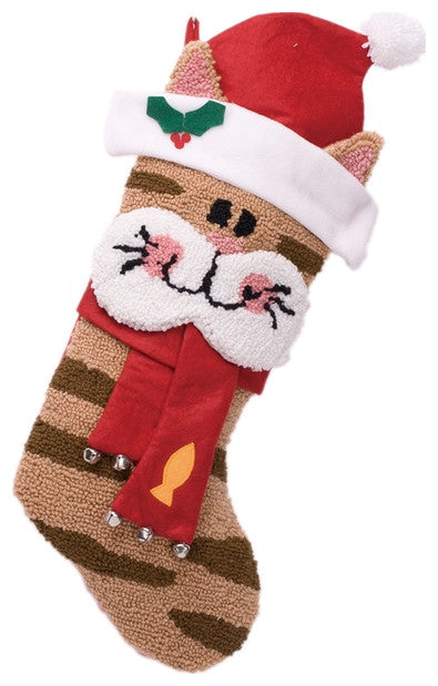 Set of 2 Hooked Stocking, 3D Cat