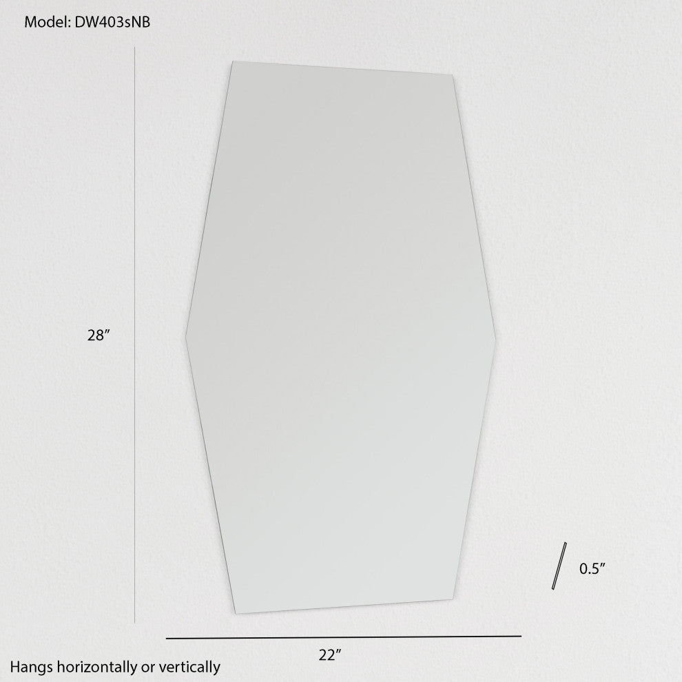 Charly 22 in. W x 28 in. H Octagon Polished Frameless Bathroom Vanity Mirror