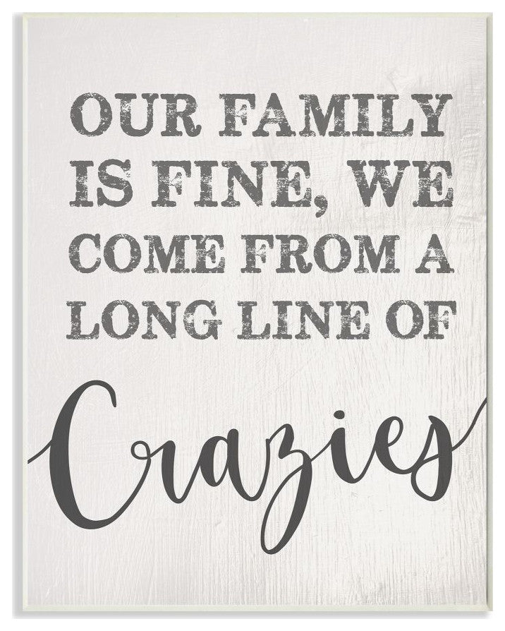 Stupell Industries Family Of Crazies Funny Wood Texture Word Design, 10 x 15