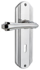 Deco Plate With Keyhole Fleur Lever, Bright Chrome, Privacy, Non-Handed