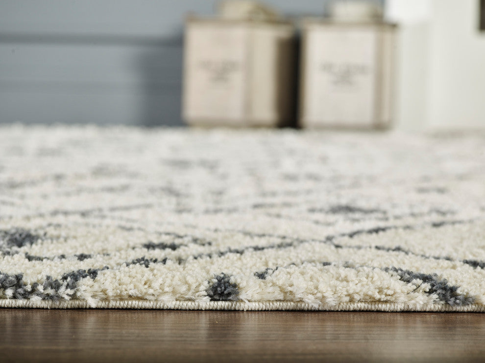 Abani Willow WIL100A Moroccan Tribal Print Black and Ivory Area Rug