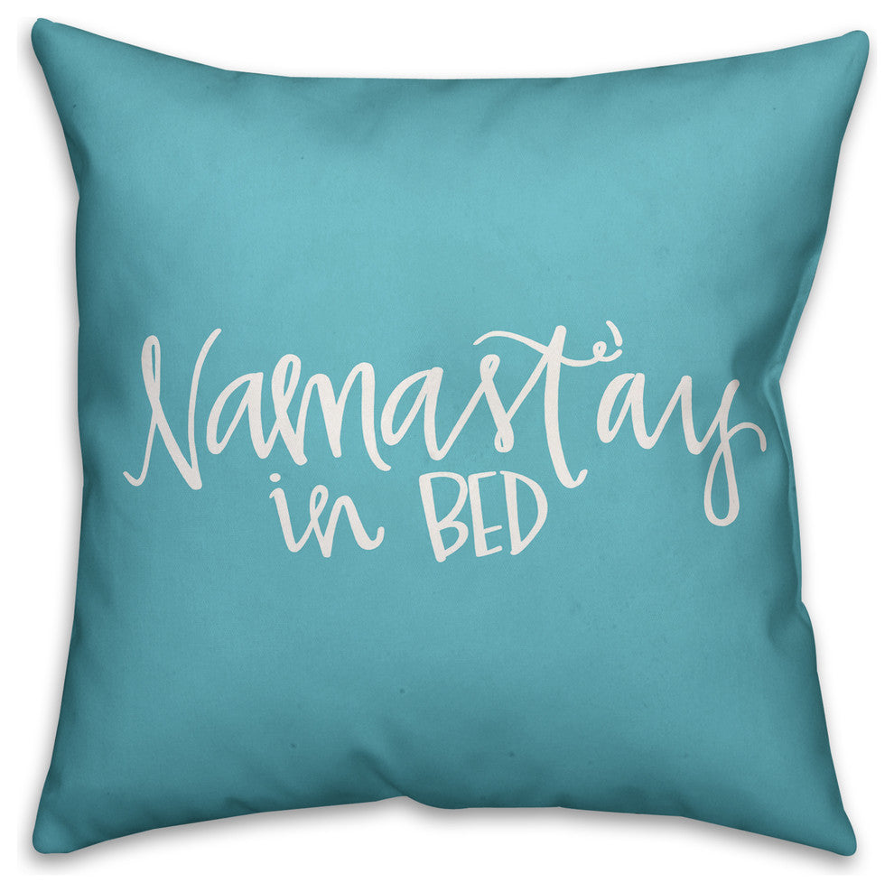 Namastay in Bed Blue Spun Poly Pillow, 18x18
