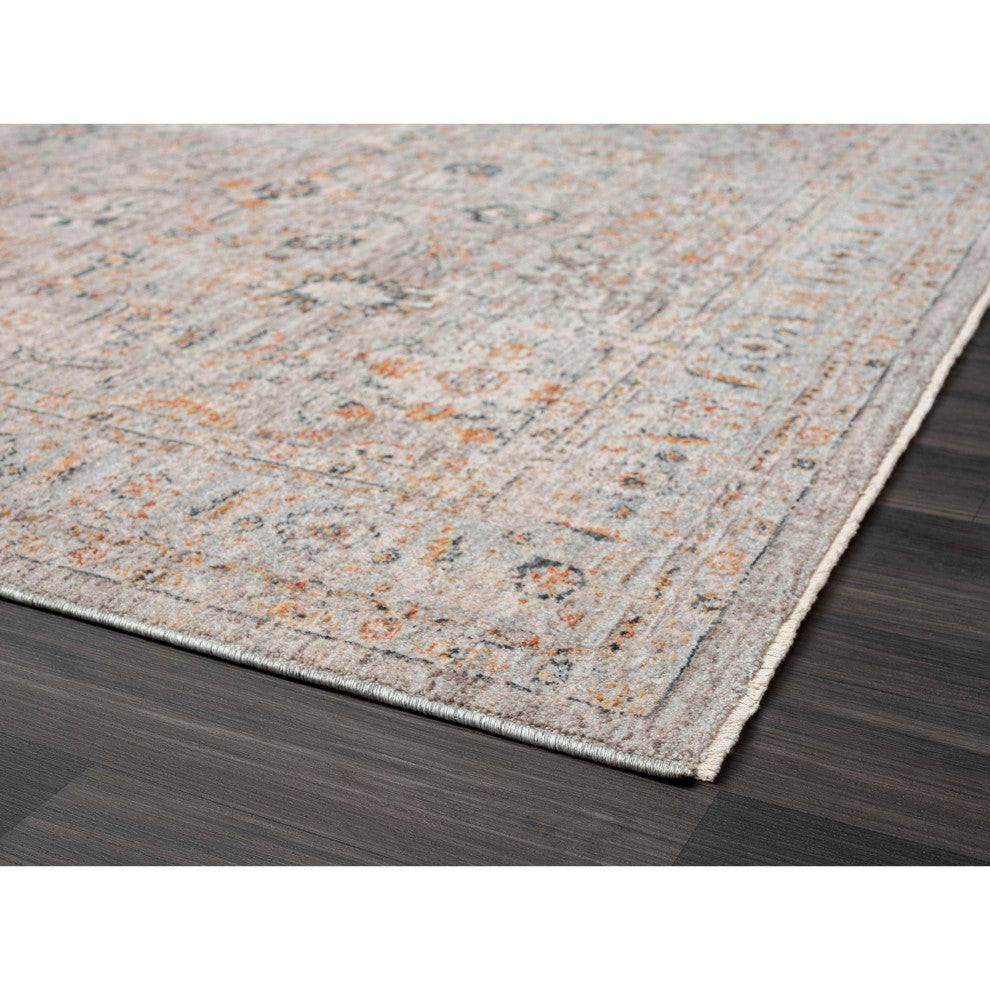 Manor Sarouk Machine Made Indoor Area Rug, 2'6"x7'5", Charcoal