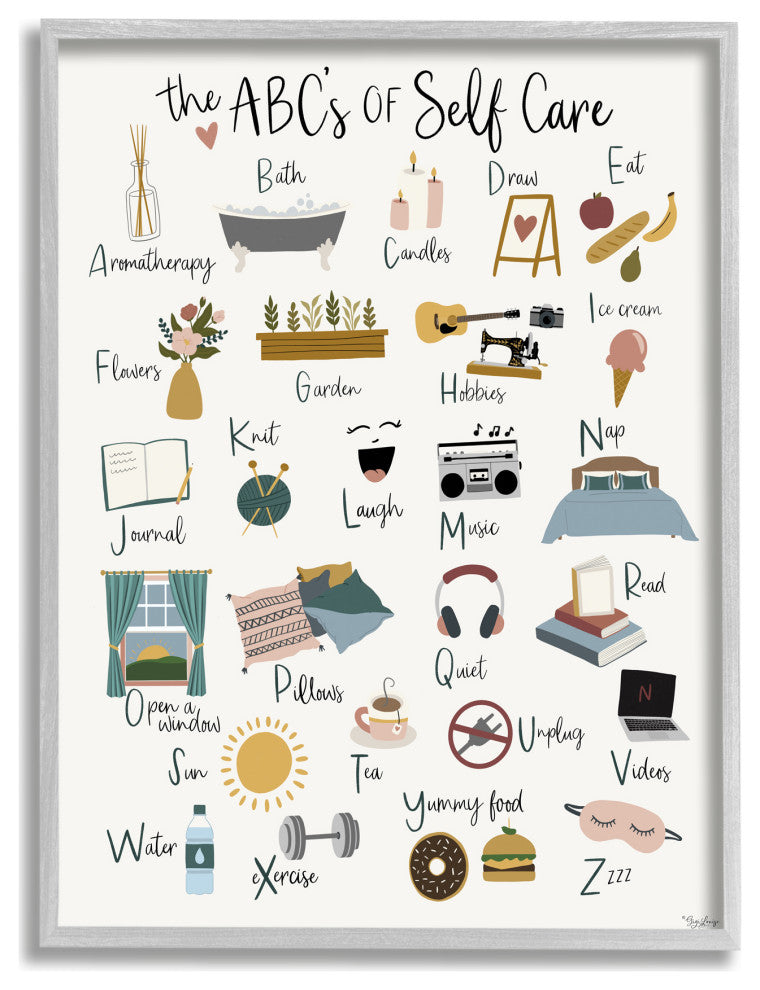 ABC's of Self Care Adult Relaxation Alphabet, 24 x 30