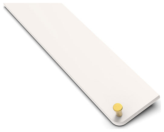 Boundless Shelving Solutions Rectangular Shelf Ivory Shower Bathroom, Brushed Gold Hook