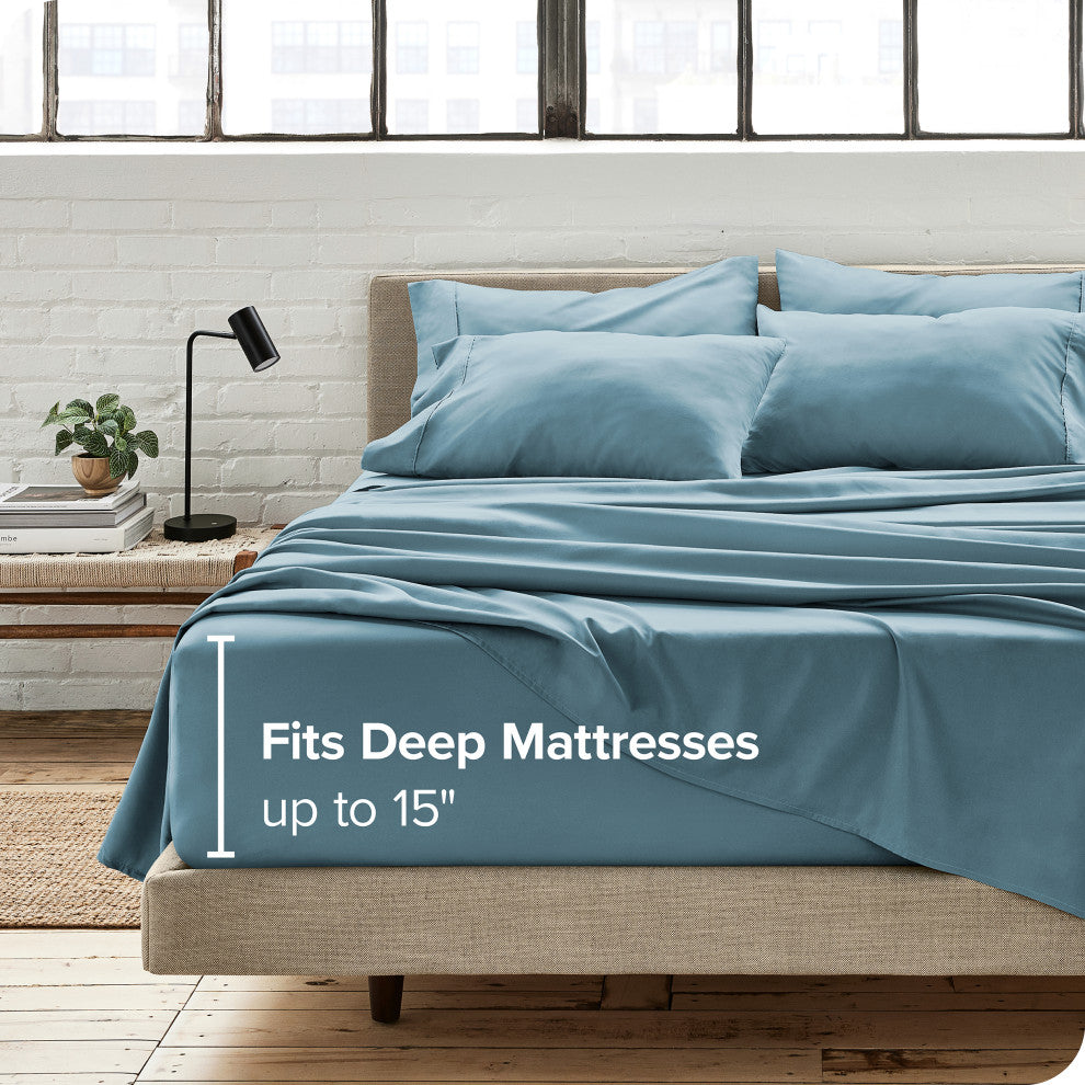 Bare Home 6-Piece Microfiber Sheet Set, Coronet Blue, Queen