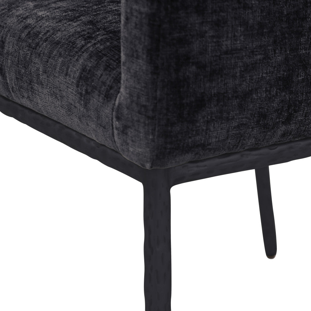 Reeves Upholstered Dining Chair, Black, Chenille , AC,  Matte Black, Set of 2