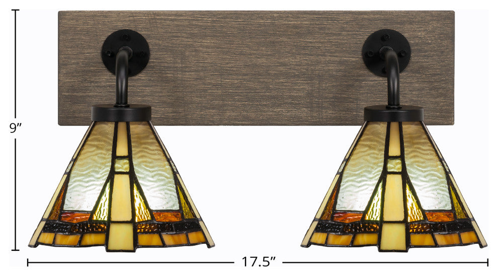 Oxbridge, Bath Bar, Matte Black & Painted Distressed Metal, 7" Zion Glass