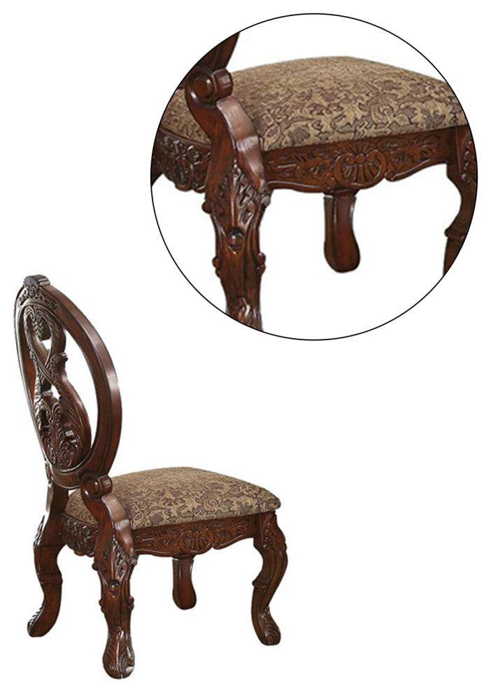 Set of 2 Upholstered Side Chair, Cherry Finish