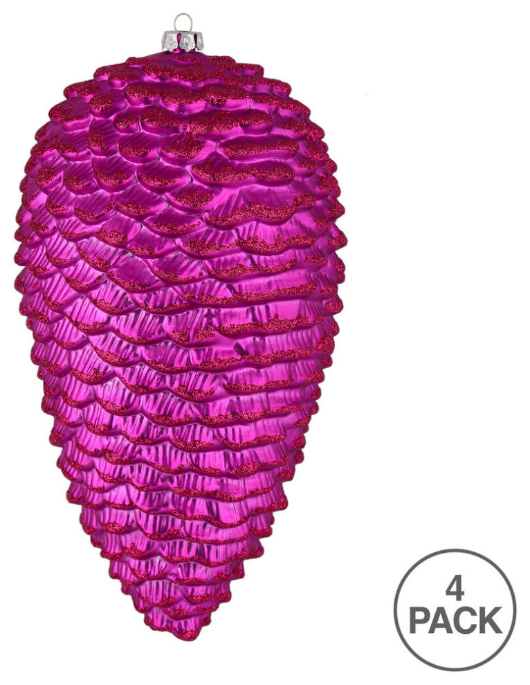 Vickerman N187270D 7" Fuchsia Matte Glitter Pinecone Christmas Ornament