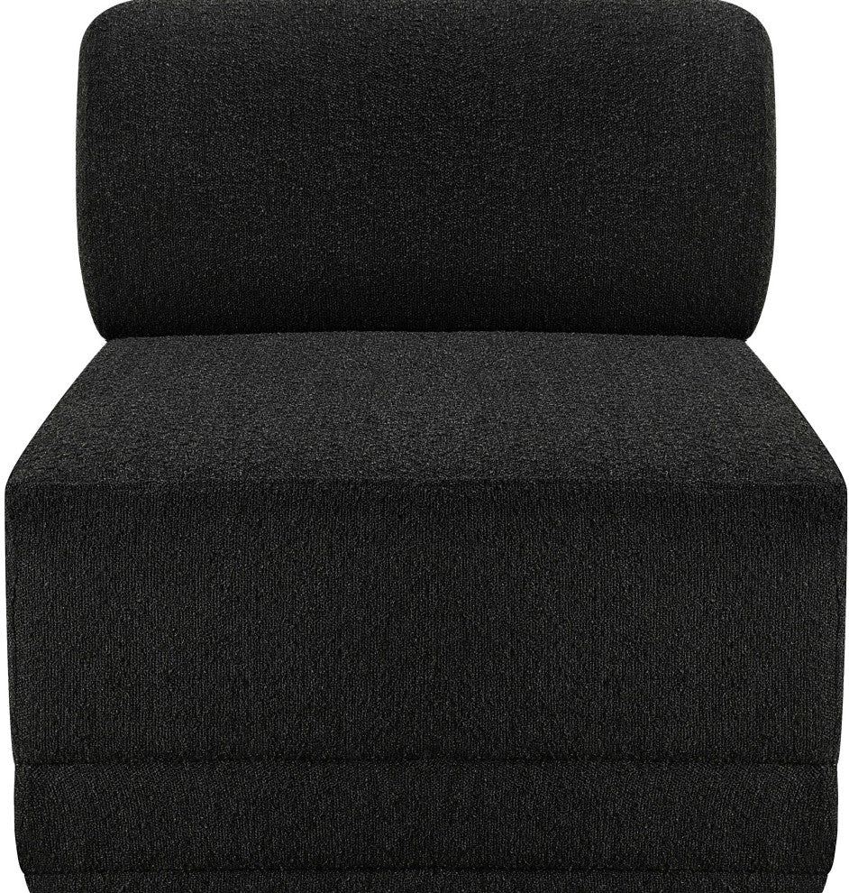 Ollie Black Boucle Fabric Chair, Black, Armless Chair