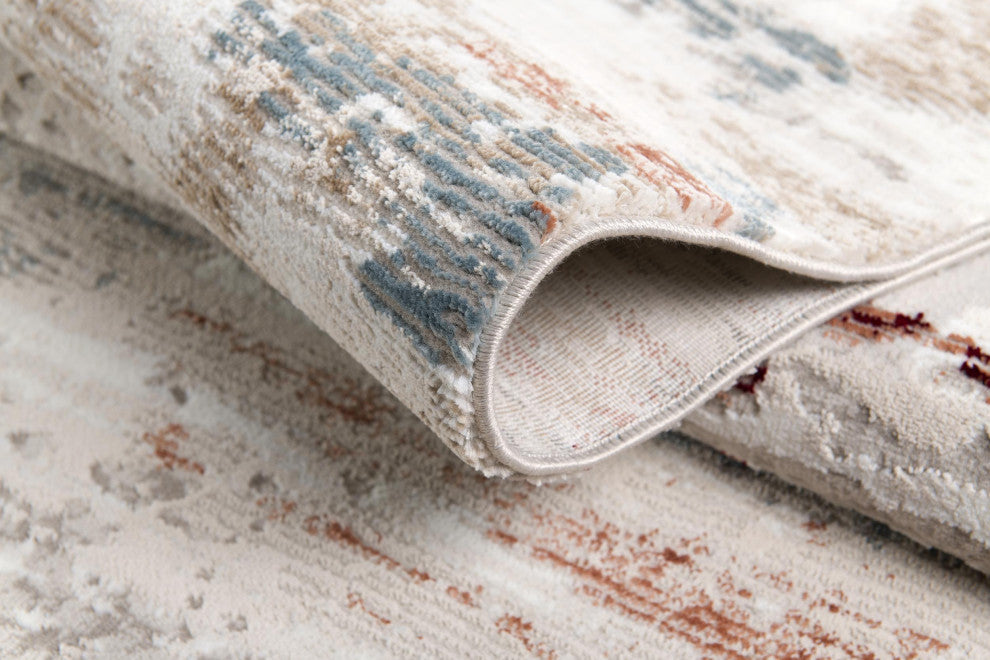 5"x8" Gray and Ivory Abstract Stria Area Rug