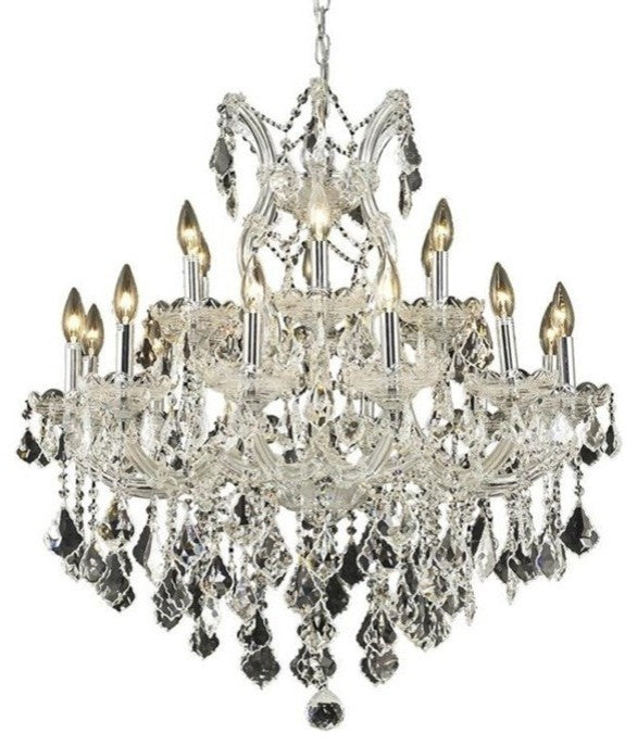 Elegant Maria Theresa Dining Room Light, Chrome Finish With Elegant Cut Crystal