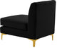 Alina Velvet Upholstered Modular Armless Chair, Black