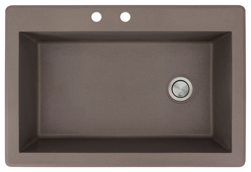 Radius 33" silQ Granite Single Bowl Kitchen Sink with 2 Holes in Espresso