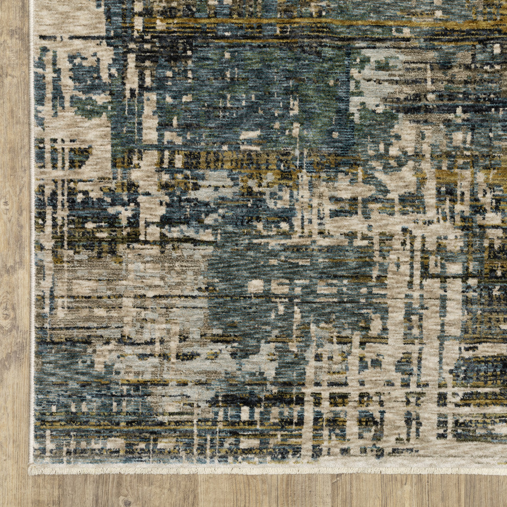 Harlan Modern Mosaic Polyester Area Rug 5'3" x 7'6"