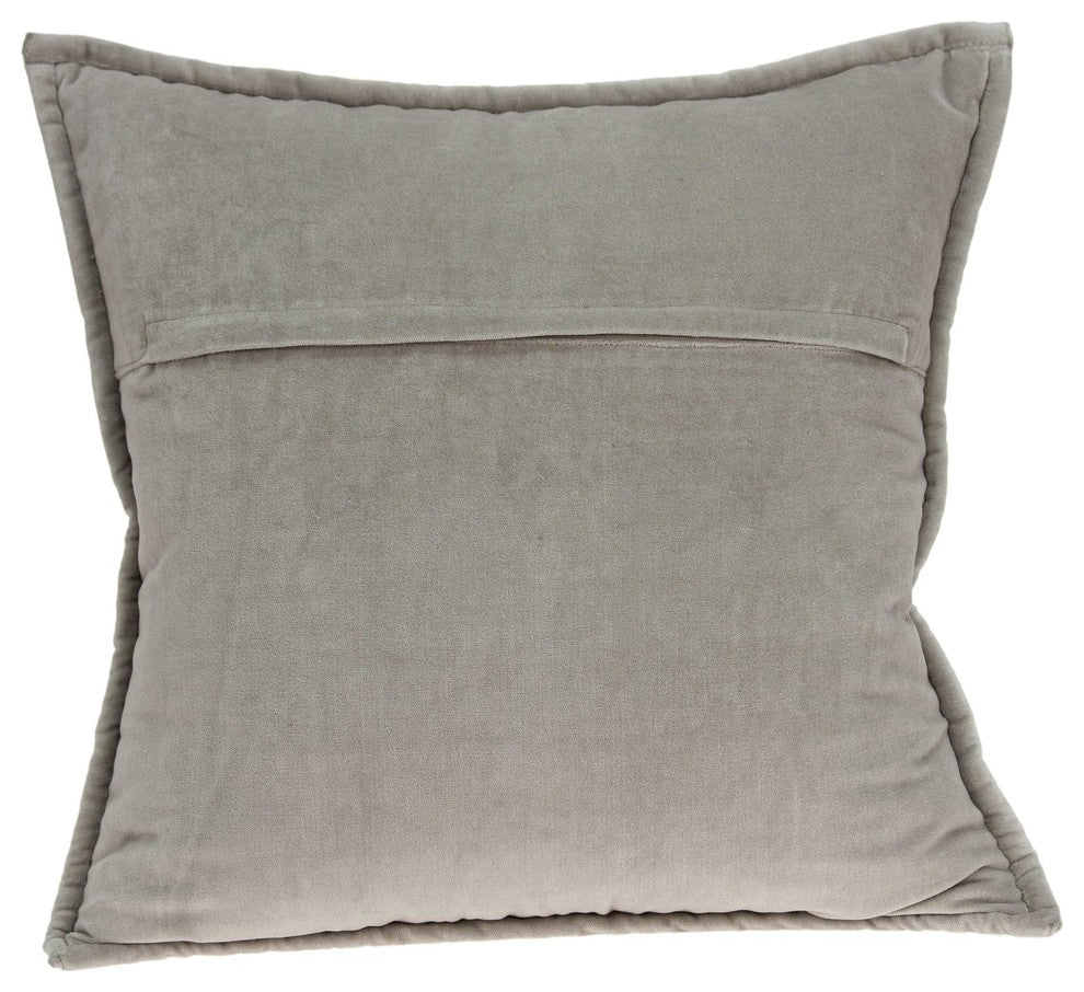 20" X 7" X 20" Transitional Gray Solid Quilted Pillow Cover With Poly Insert