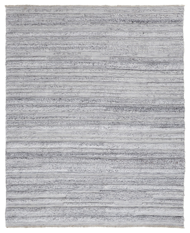 Weave & Wander Akton Shag Rug, Ivory/Light Gray, 9ft x 12ft Rug