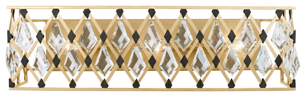 Windsor 3-Lt Crystal Bath - French Gold/Matte Black