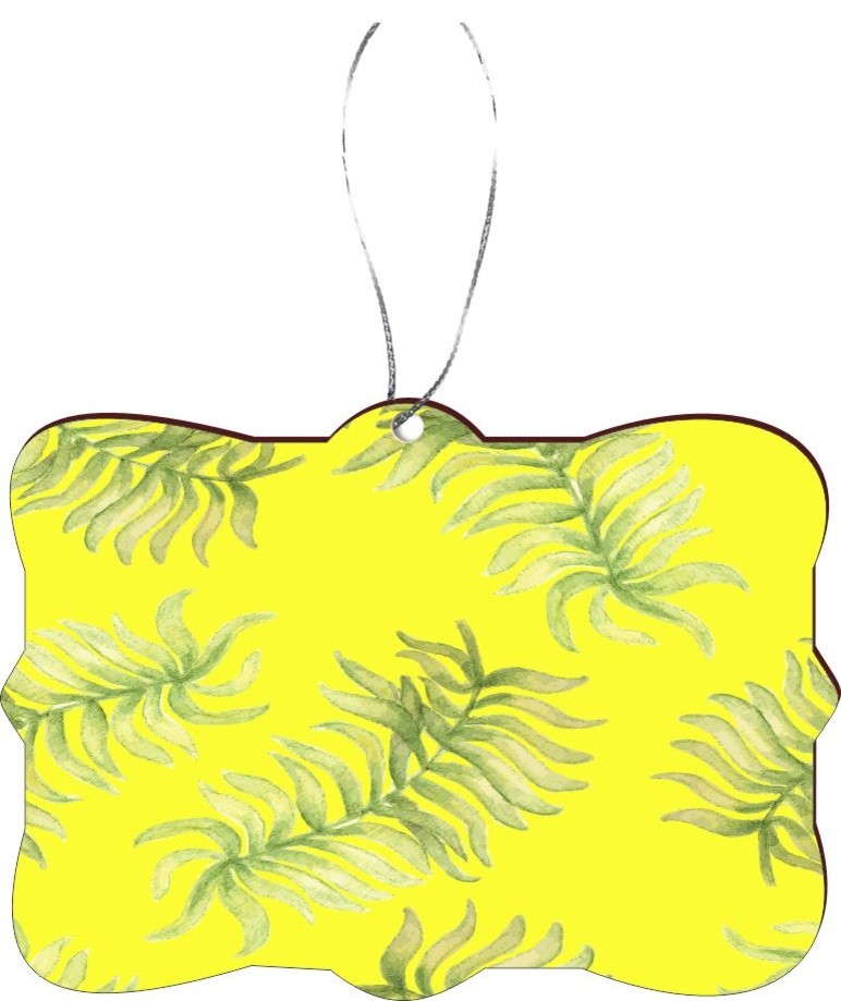 Leaves on Yellow Background Swirl Design Rectangle Christmas Tree Ornament