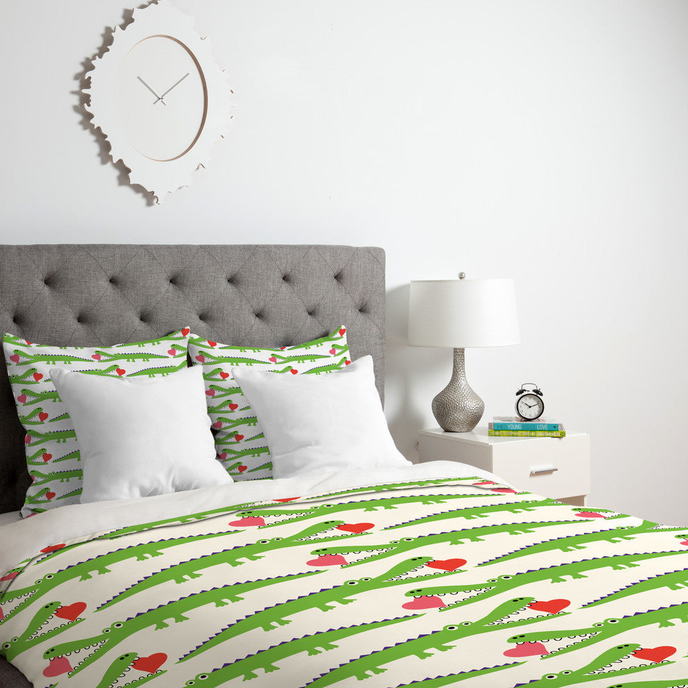 Deny Designs Andi Bird Alligator Love Duvet Cover - Lightweight