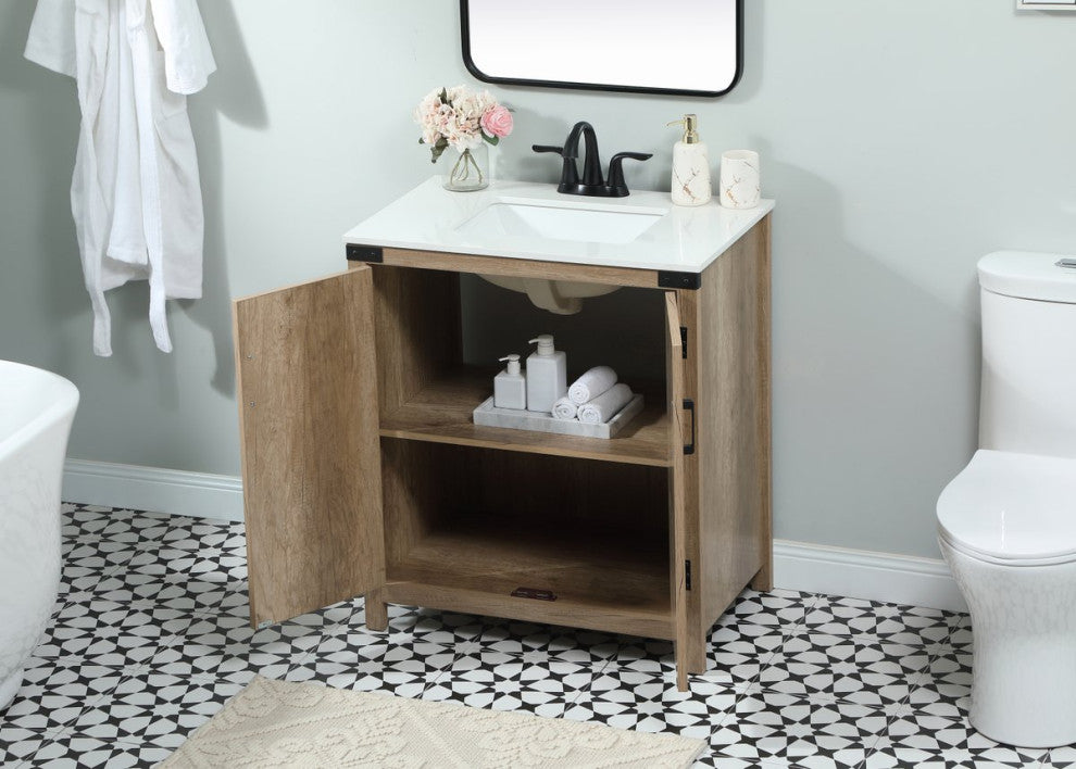 Home Living 19" Farmhouse Natural Oak-Light Bathroom Vanity