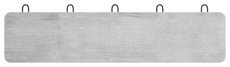 24 Inch Wall Mounted Solid Wood Storage Rack with 5 Hanging Hooks, White Wash