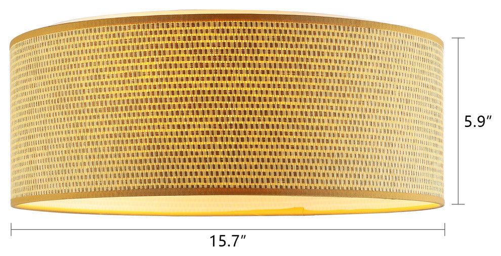 3-Light Double Shade Drum Flush Mount, Tan Brown