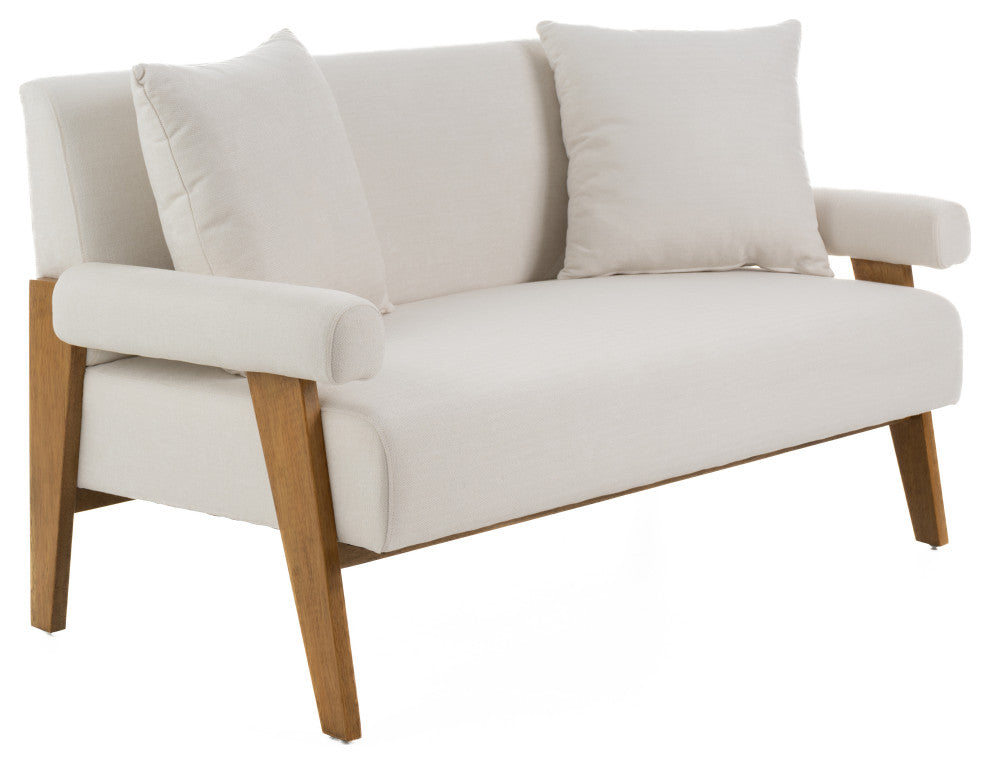 Modrest Cynthia Modern White Fabric + Wood Loveseat