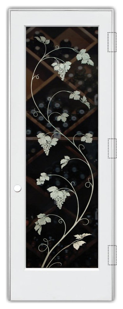 Wine Door - Vineyard Grapes Unfurled - Primed - 28" x 80" - Knob on Left -...