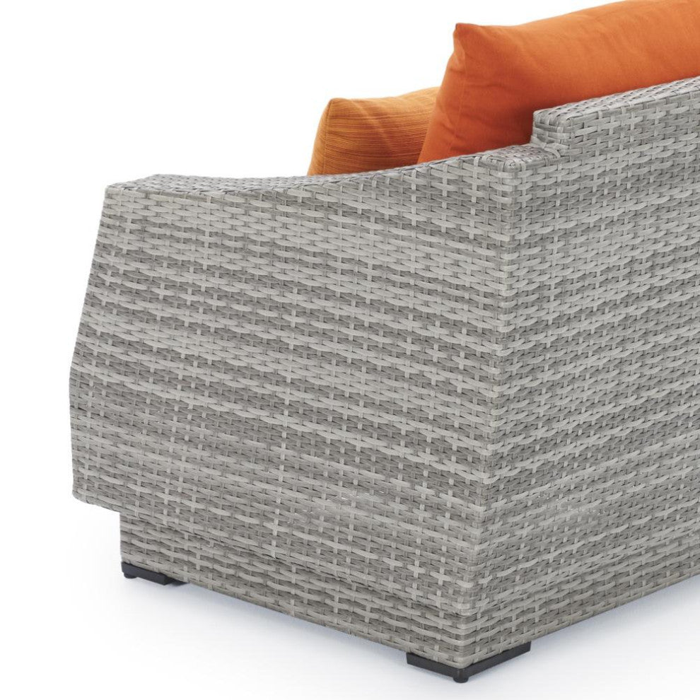 Cannes 6 Piece Sunbrella Outdoor Love and Motion Club Seating Set, Tikka Orange