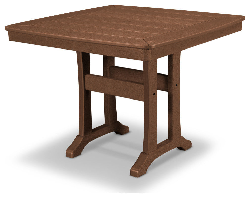 Polywood Nautical Trestle 37" Dining Table, Teak