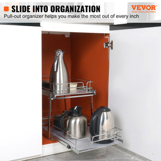 VEVOR 2-Tier Wire Pull Out Cabinet Under Sink Organizer 13x21" Drawer Basket