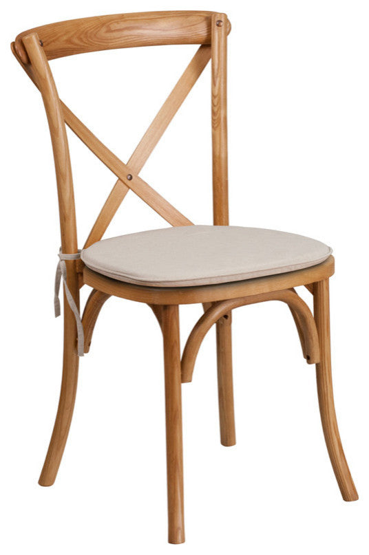 Hercules Series Stackable Oak Wood Cross Back Chair With Cushion